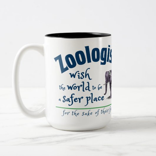 Zoölogen willen dat de wereld veiliger wordt tweekleurige koffiemok (Links)