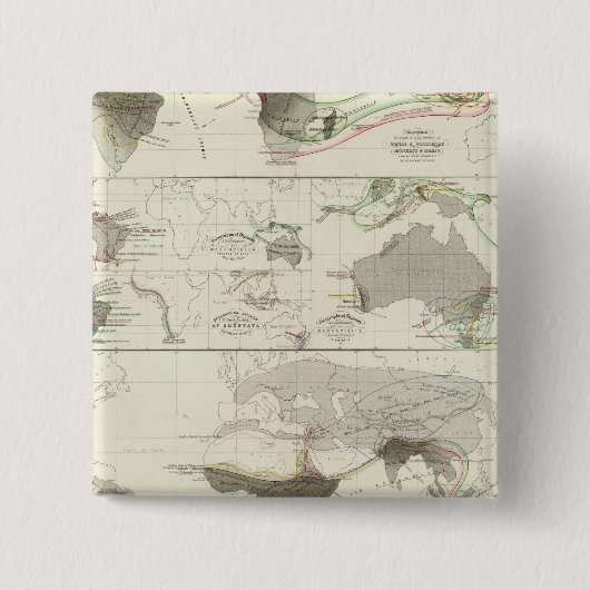 Zoologische geografie vierkante button 5,1 cm (Voorkant)