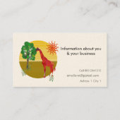 Zoölogische Giraffe onder Sun Illustration Visitekaartje (Achterkant)