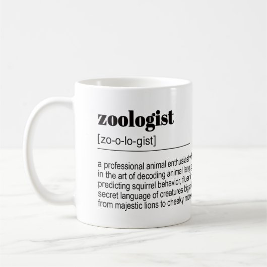 Zoologist Definition, Dictionary Poster, Quote Koffiemok (Links)