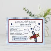 Zoom Along/Airplane 2 Baby Shower Invitations Kaart (Staand voorkant)