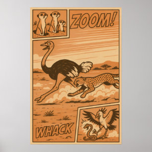 Zoom and Whack - Afrikaanse Savanne-actiecomic Poster