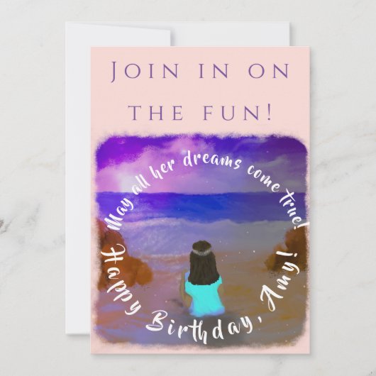 Zoom Girls Verjaardag Event Flat Invitation Kaart (Voorkant)