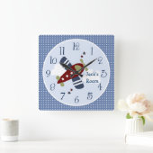 Zoom langs het vliegtuig Nursery/Children's Clock Vierkante Klok (Huis)