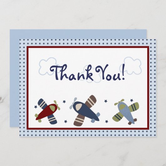 Zoom langs vliegtuig Dank u wel! Bedankkaart (Voorkant / Achterkant)