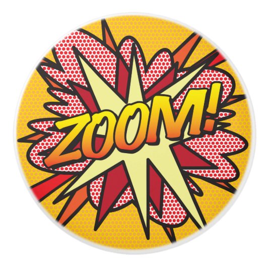 ZOOM Leuke Retro Stripboek Pop Art Keramische Knop (Voorkant)