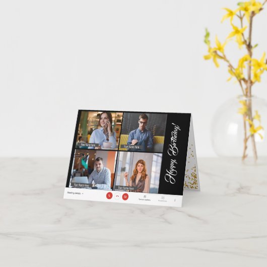 Zoom Meeting Funny Online Birthday uit groep Kaart (Gele Bloem)