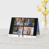 Zoom Meeting Funny Online Fotokerstfeestdag Kaart (Gele Bloem)