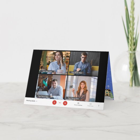 Zoom Meeting Funny Online Fotokerstfeestdag Kaart (Voorkant)