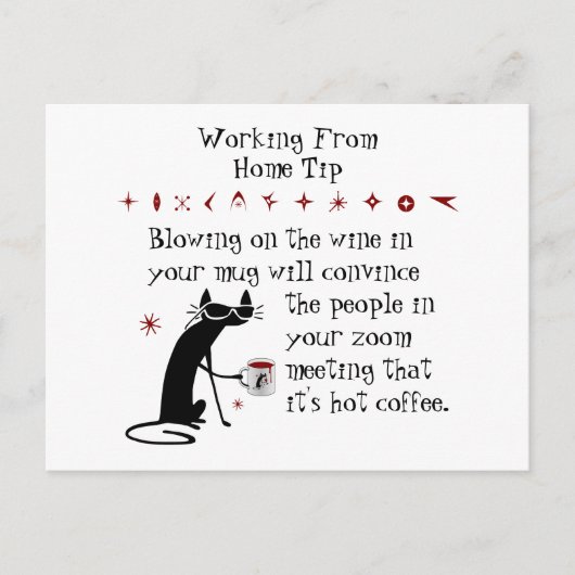 Zoom Meeting Wijn Tip Grappig Quote met Cat Briefkaart (Voorkant)