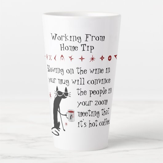 Zoom Meeting Wijn Tip Grappig Quote met Cat Latte Mok (Voorkant)