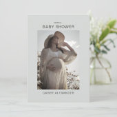 Zoom virtueel Baby shower Foto neutraal uitnodigin Kaart (Staand voorkant)