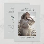 Zoom virtueel Baby shower Foto neutraal uitnodigin Kaart (Voorkant / Achterkant)