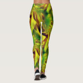 Zoom zeer krasse groengele tornknipsels leggings (Achterkant)