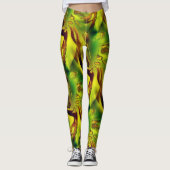 Zoom zeer krasse groengele tornknipsels leggings (Voorkant)