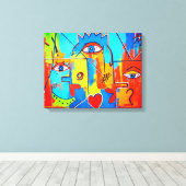 Zoombijeenkomst Abstract Canvas Afdruk (Insitu (Houten vloer))
