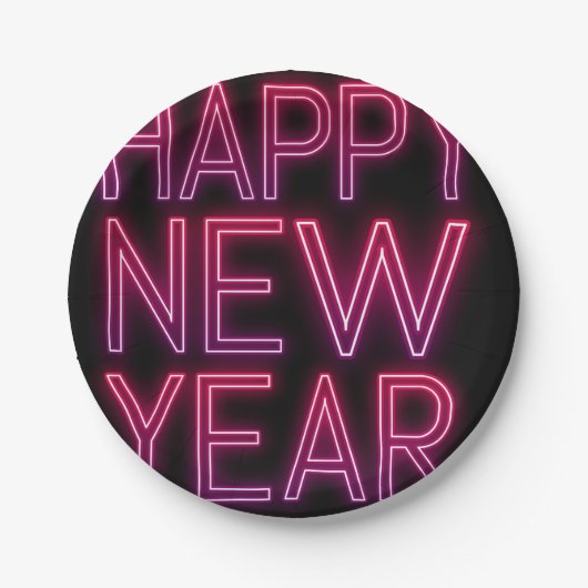 Zoomen in Paarse verloop nieuwjaar Papieren Bordje (Voorkant)