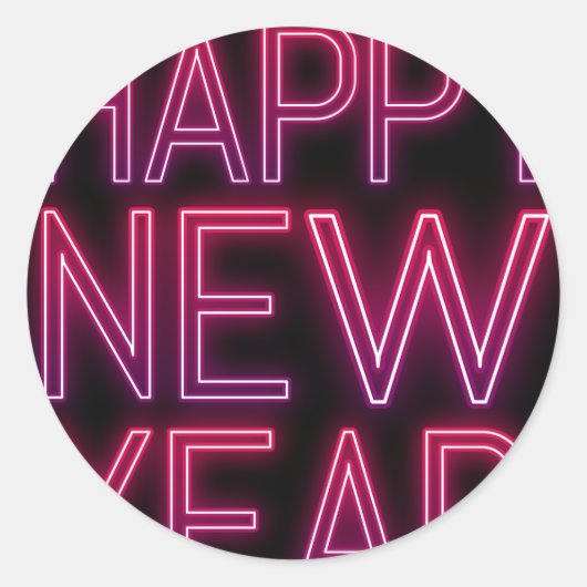 Zoomen in Paarse verloop nieuwjaar Ronde Sticker (Voorkant)