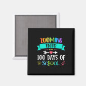 Zoomen naar 100 dagen schoolleraar Kinder cadeau Magneet (Voorkant / Achterkant)