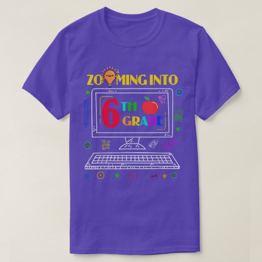 Zoomen naar 6e graad Terug naar School Virtual Onl T-shirt (Design voorkant)
