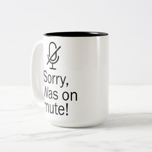 Zoomen/Teams Sorry dat ik op Dempen-videogesprek s Tweekleurige Koffiemok (Voorkant links)