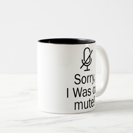 Zoomen/Teams Sorry dat ik op Dempen-videogesprek s Tweekleurige Koffiemok (Voorkant rechts)