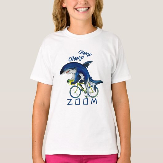 Zoomhaai te hard op een fiets t-shirt (Voorkant)