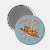 Zoomie Dog Flying Hot Dog Cartoon – Leuke retro Magneet (Voorkant / Achterkant)