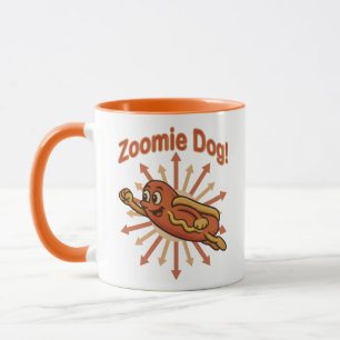 Zoomie Dog Flying Hot Dog Cartoon – Leuke retro Mok