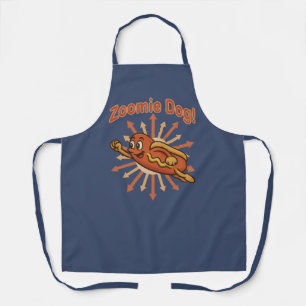 Zoomie Dog Flying Hot Dog Cartoon – Leuke retro Schort