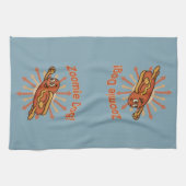 Zoomie Dog Flying Hot Dog Cartoon – Leuke retro Theedoek (Horizontaal)