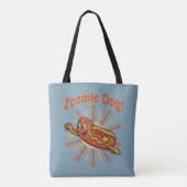 Zoomie Dog Flying Hot Dog Cartoon – Leuke retro Tote Bag (Achterkant)