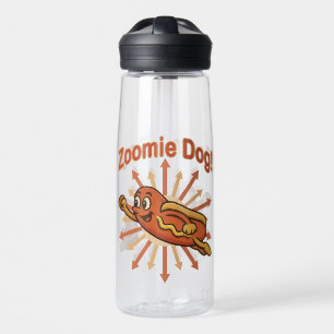 Zoomie Dog Flying Hot Dog Cartoon – Leuke retro Waterfles