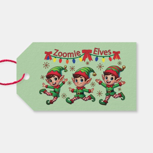 Zoomie Elves Christmas Cadeaulabel (Achterkant Horizontaal)