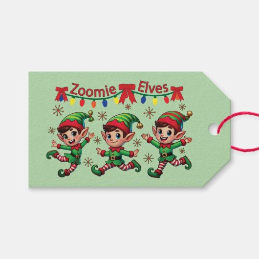 Zoomie Elves Christmas Cadeaulabel (Voorkant (Horizontaal))