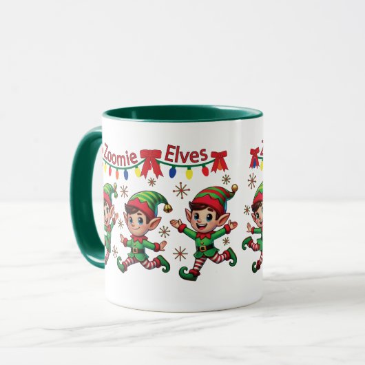 Zoomie Elves Christmas Mok (Voorkant links)