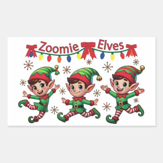 Zoomie Elves Christmas Rechthoekige Sticker (Voorkant)