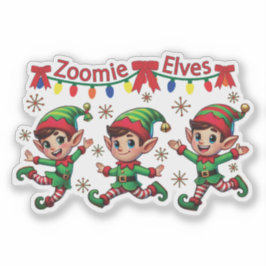 Zoomie Elves Christmas Sticker
