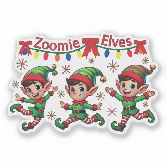Zoomie Elves Christmas Sticker (Voorkant)