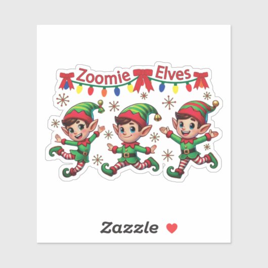 Zoomie Elves Christmas Sticker (Vel)