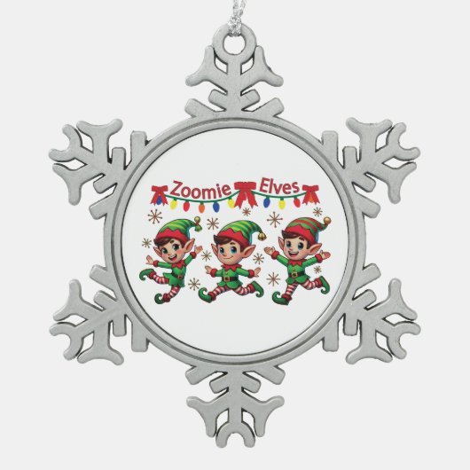 Zoomie Elves Christmas Tin Sneeuwvlok Ornament (Voorkant)