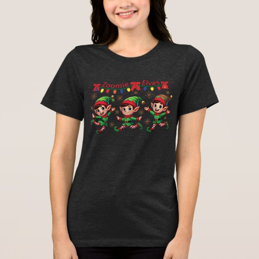 Zoomie Elves Christmas Tri-Blend Shirt (Voorkant)