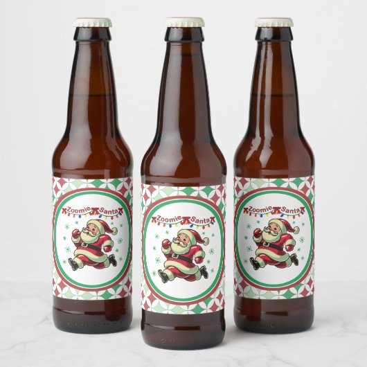 Zoomie Kerstman Kerstmis Bier Etiket (Flessen)