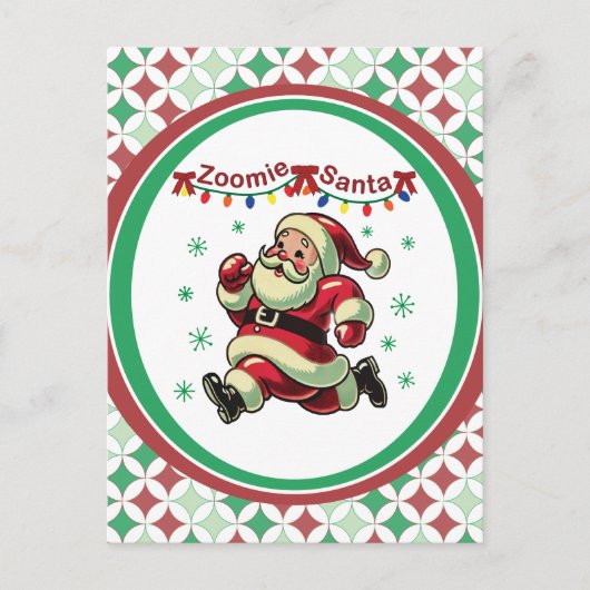 Zoomie Kerstman Kerstmis Briefkaart (Voorkant)