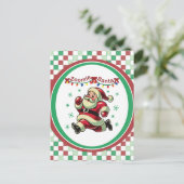 Zoomie Kerstman Kerstmis Briefkaart (Staand voorkant)