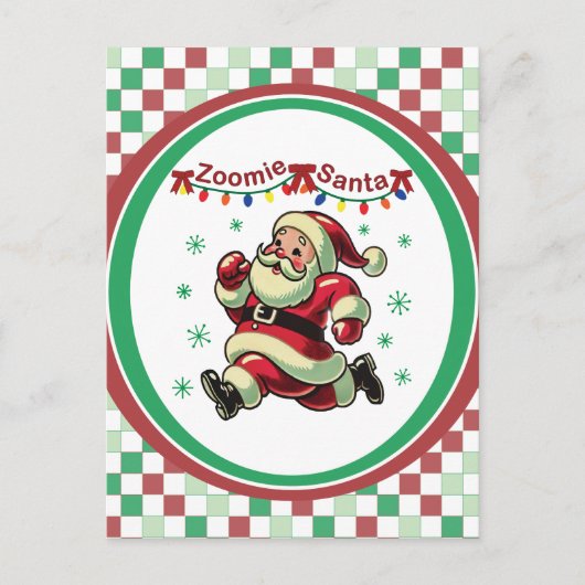 Zoomie Kerstman Kerstmis Briefkaart (Voorkant)