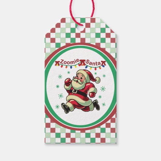 Zoomie Kerstman Kerstmis Cadeaulabel (Voorkant)
