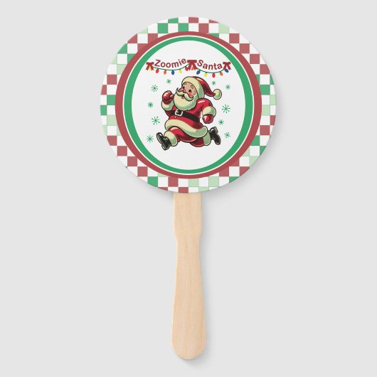 Zoomie Kerstman Kerstmis Handwaaier (Voorkant)