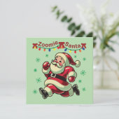 Zoomie Kerstman Kerstmis Kaart (Staand voorkant)