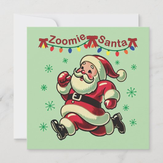 Zoomie Kerstman Kerstmis Kaart (Voorkant)